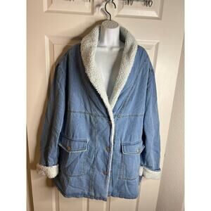 Anthony Richards Women's Blue Denim White Fleece Jacket NEW ~ Size 1X